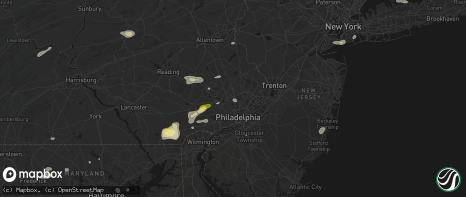 Hail map in Flourtown, PA on May 20, 2026