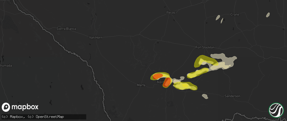 Hail map in Fort Davis, TX on May 20, 2026
