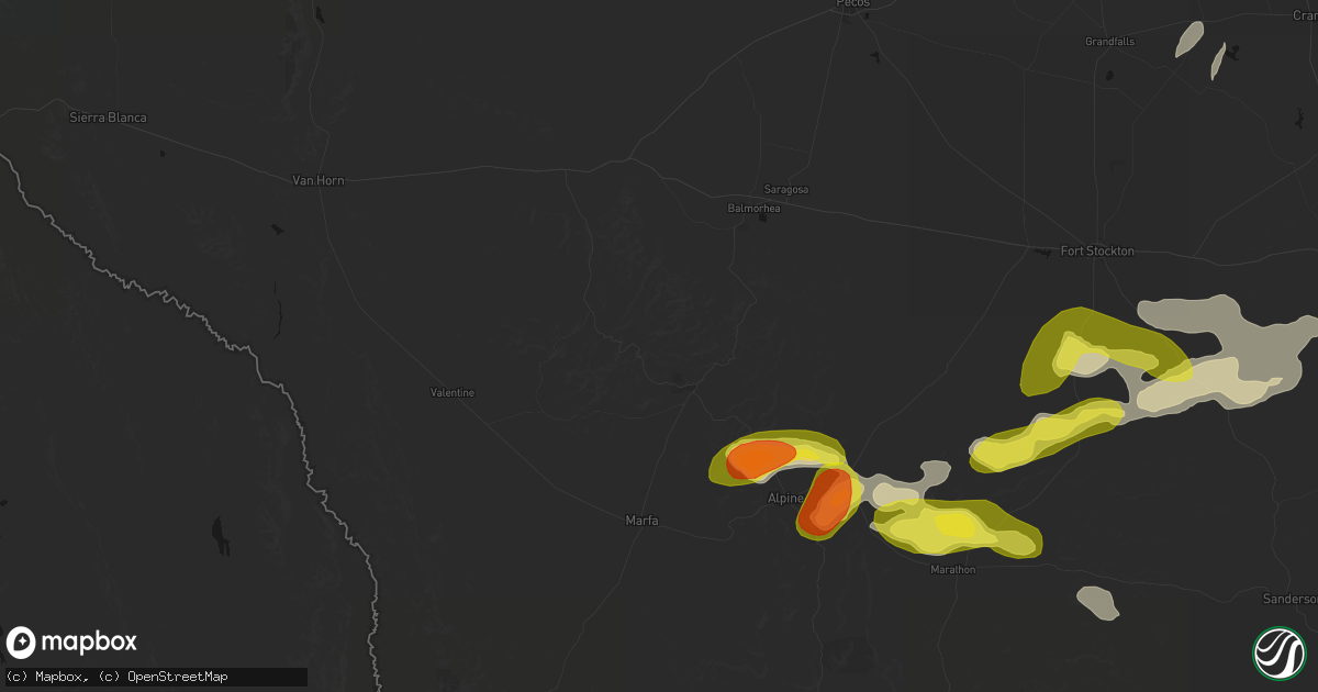Hail map in Fort Davis, TX on May 20, 2026