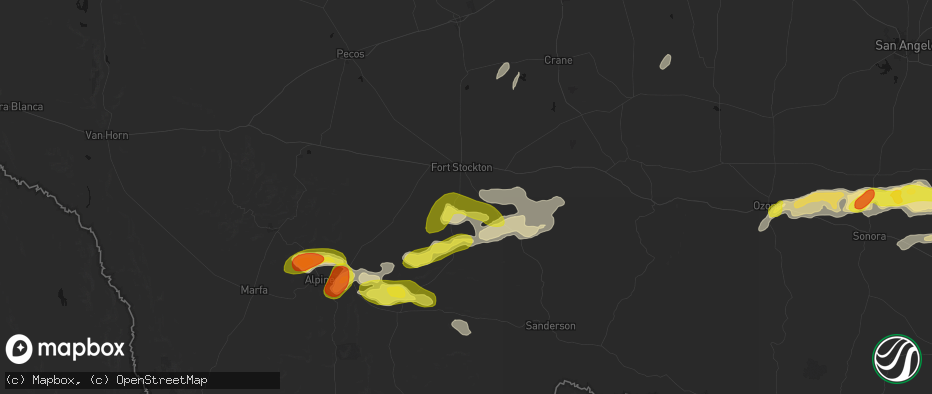 Hail map in Fort Stockton, TX on May 20, 2026