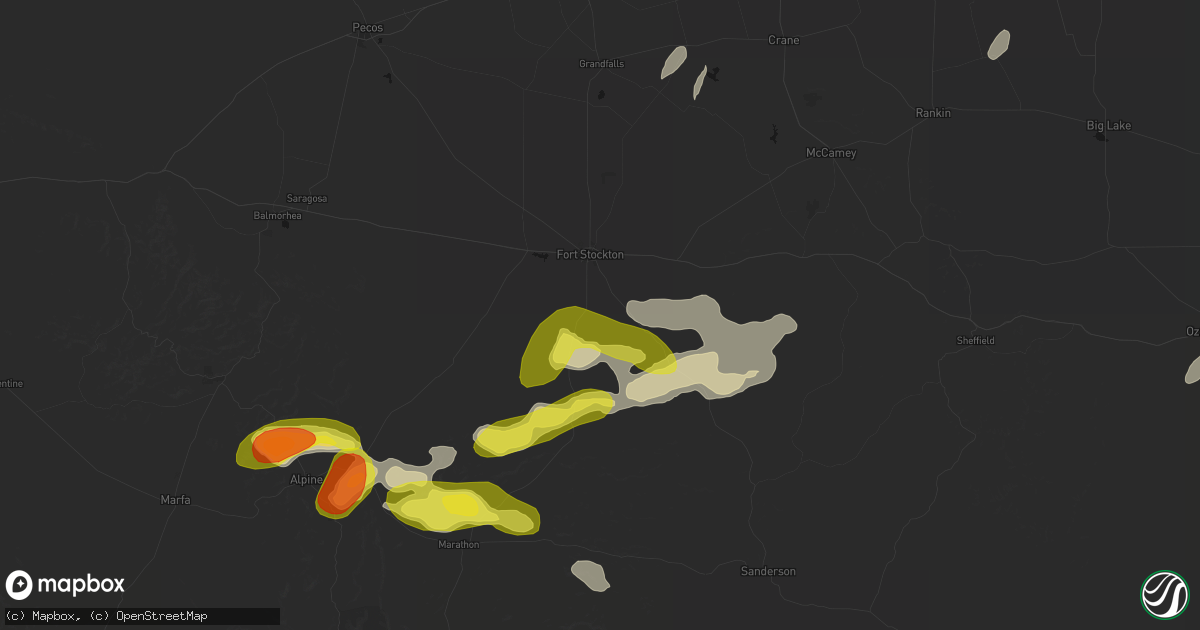 Hail map in Fort Stockton, TX on May 20, 2026