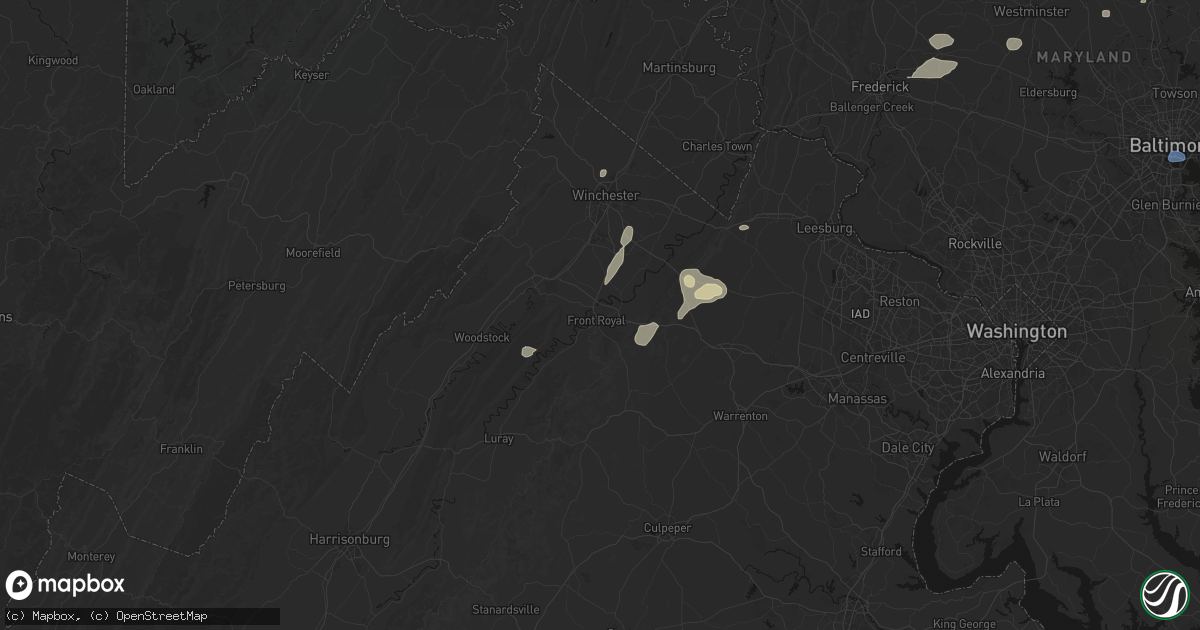 Hail map in Front Royal, VA on May 20, 2026