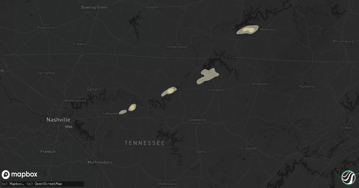 Hail map in Gainesboro, TN on May 20, 2026