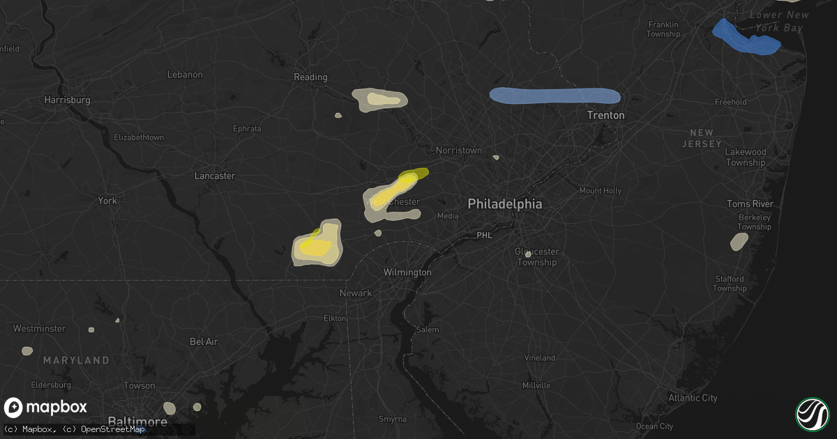 Hail map in Glen Mills, PA on May 20, 2026