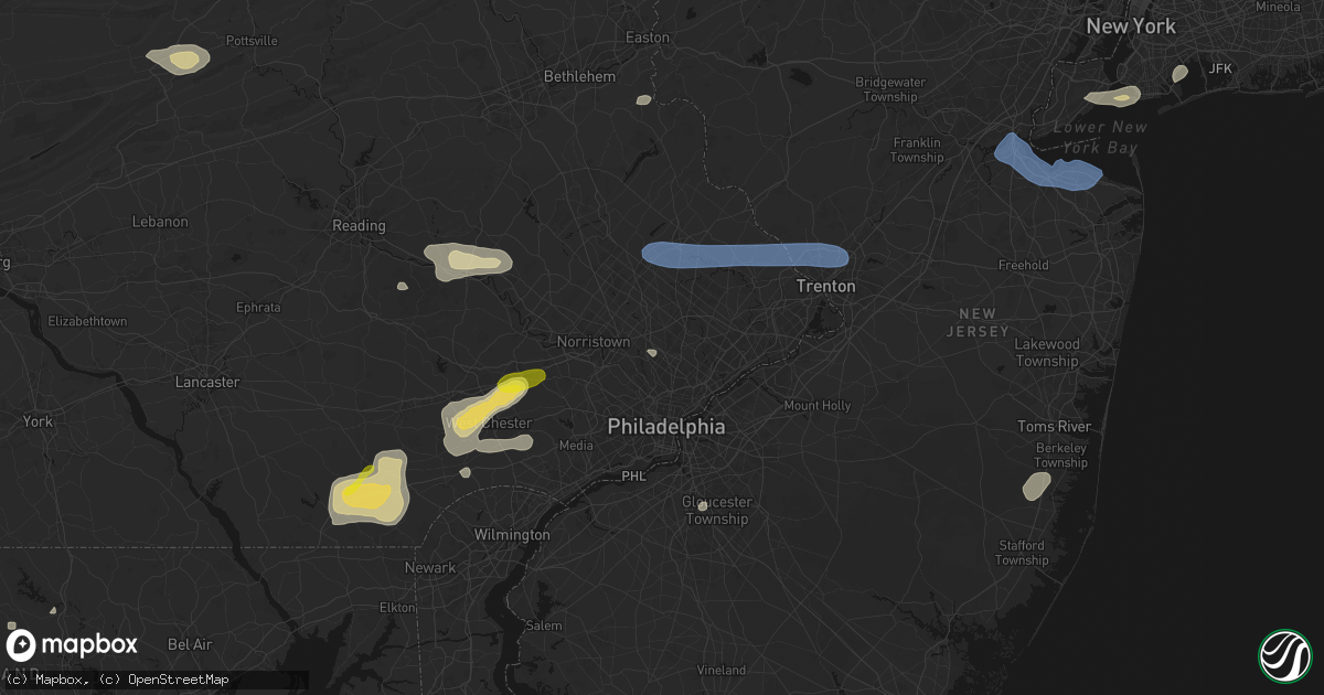 Hail map in Glenside, PA on May 20, 2026