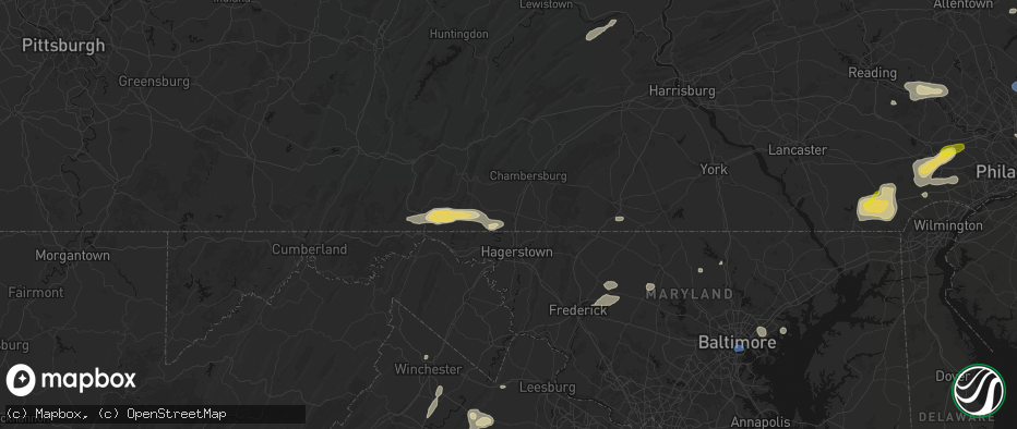 Hail map in Greencastle, PA on May 20, 2026