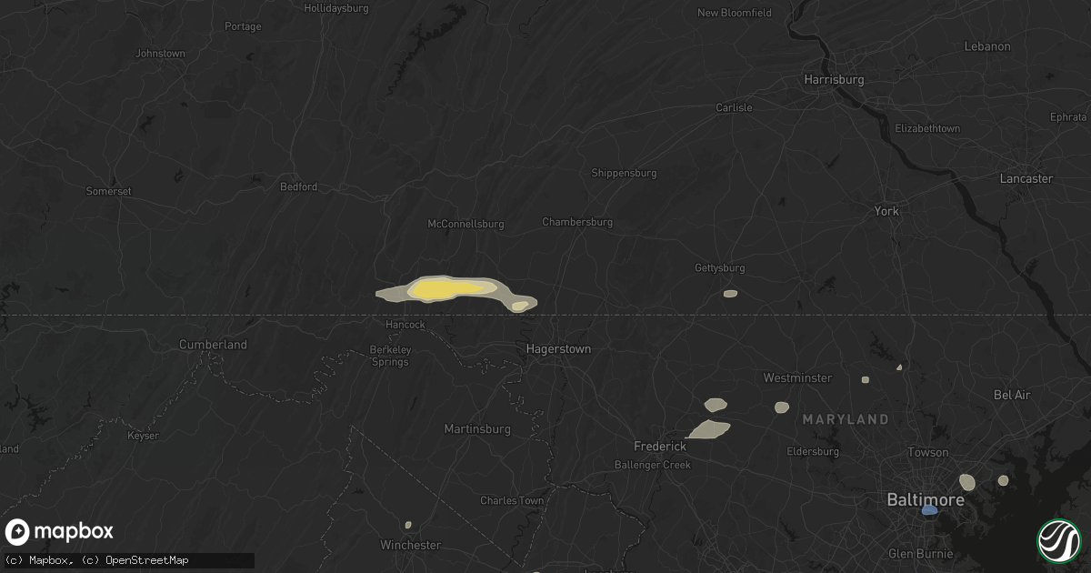 Hail map in Greencastle, PA on May 20, 2026