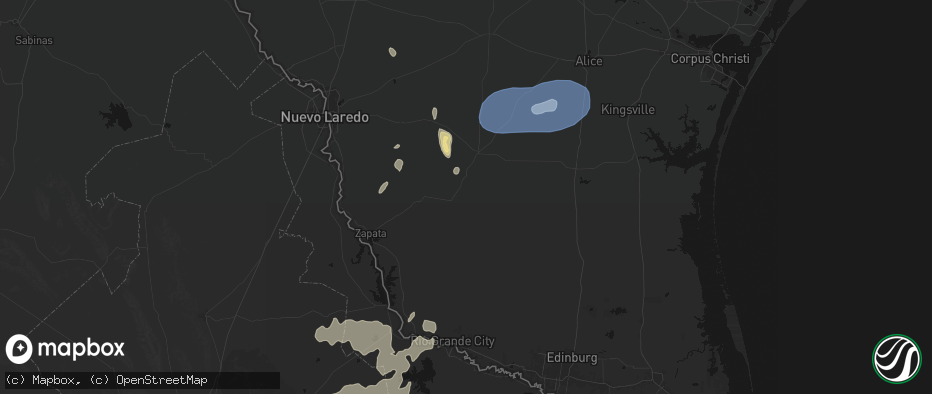 Hail map in Hebbronville, TX on May 20, 2026