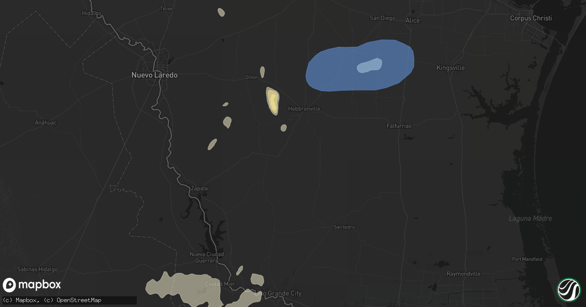 Hail map in Hebbronville, TX on May 20, 2026