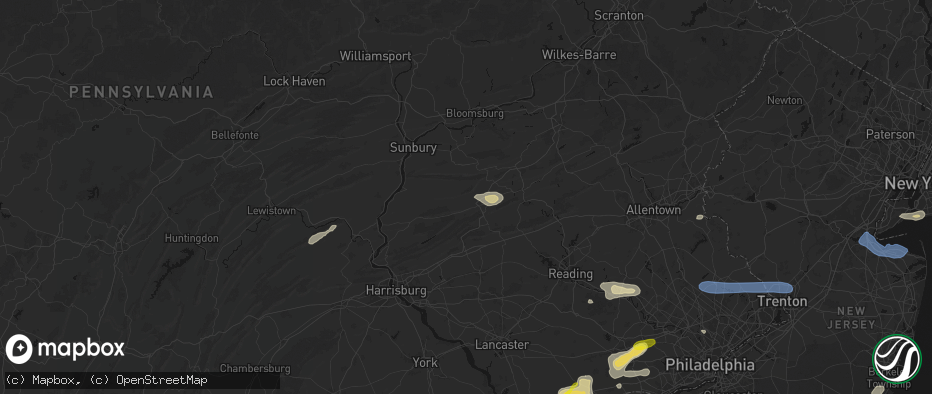 Hail map in Hegins, PA on May 20, 2026