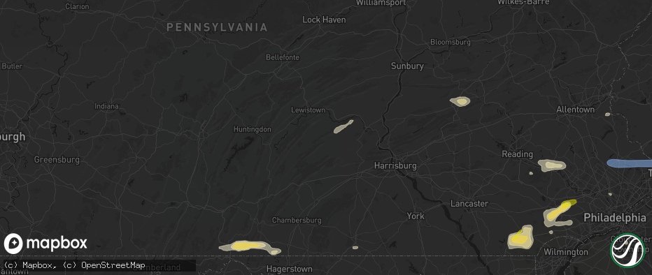 Hail map in Ickesburg, PA on May 20, 2026