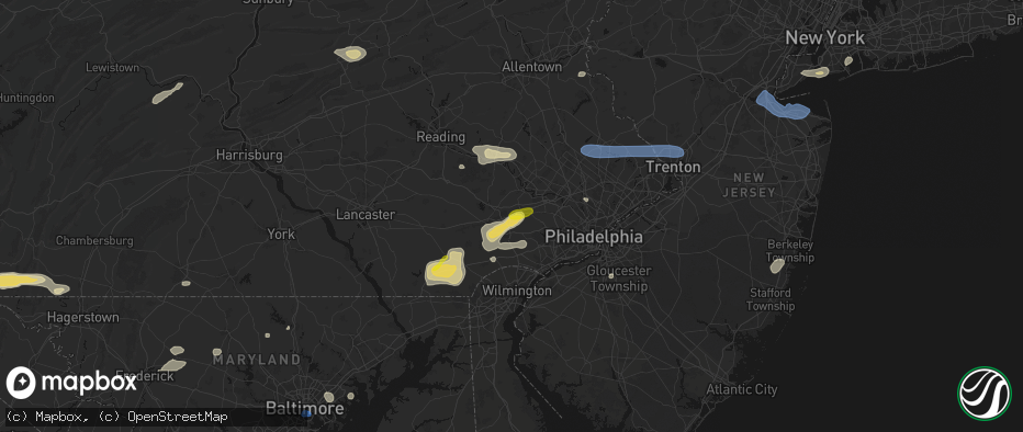 Hail map in Immaculata, PA on May 20, 2026