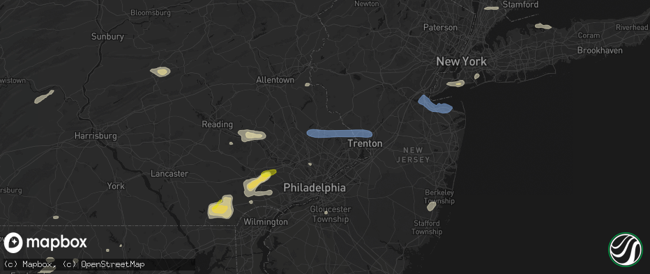 Hail map in Jamison, PA on May 20, 2026