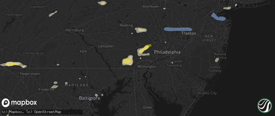 Hail map in Kennett Square, PA on May 20, 2026