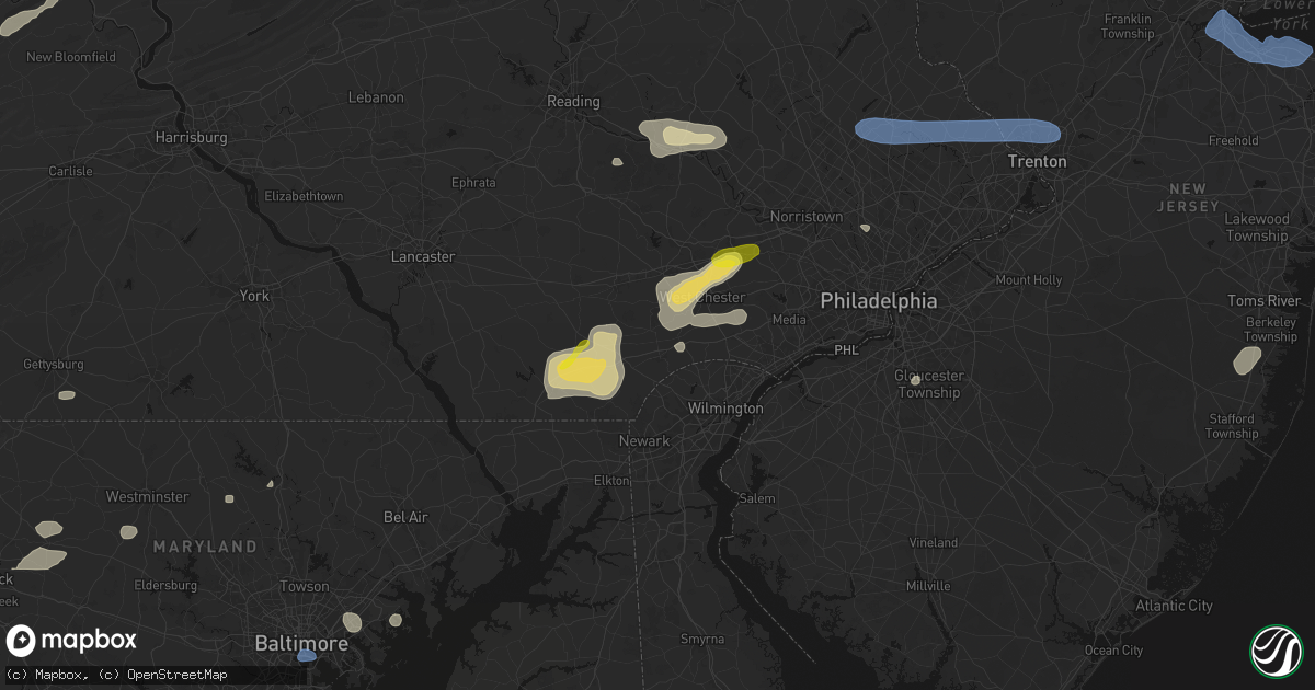 Hail map in Kennett Square, PA on May 20, 2026