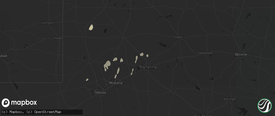 Hail map in Knott, TX on May 20, 2026