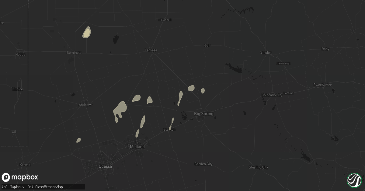 Hail map in Knott, TX on May 20, 2026