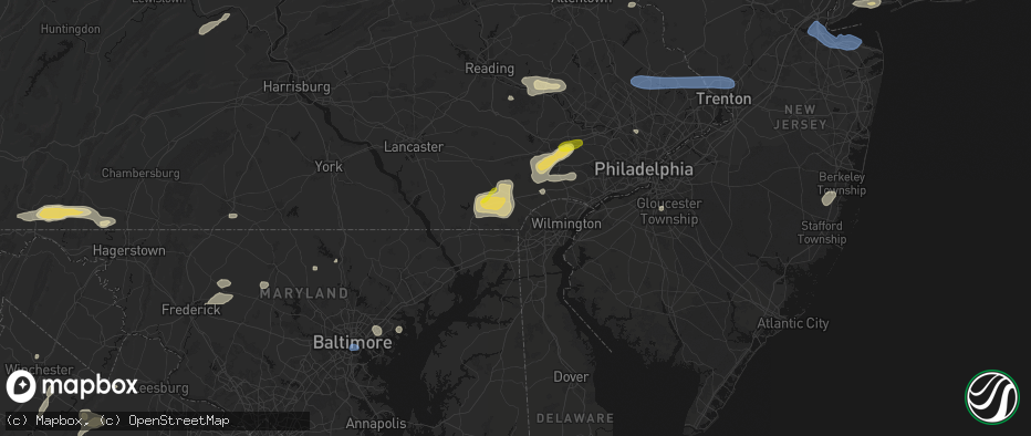 Hail map in Landenberg, PA on May 20, 2026