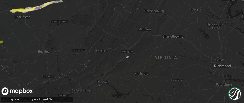 Hail map in Lexington, VA on May 20, 2026