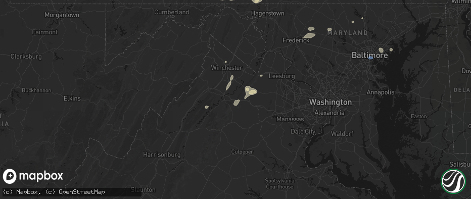 Hail map in Linden, VA on May 20, 2026