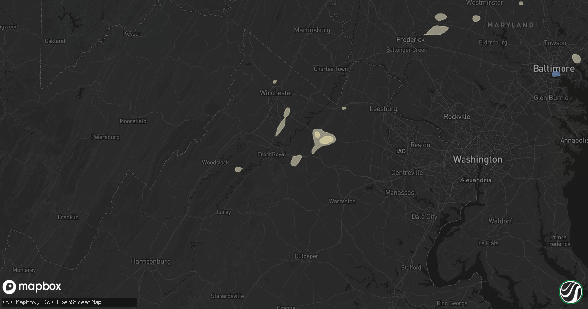 Hail map in Linden, VA on May 20, 2026