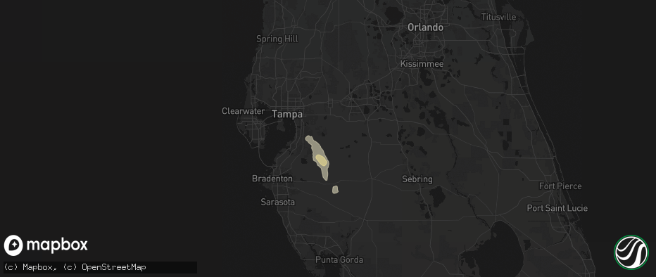 Hail map in Lithia, FL on May 20, 2026