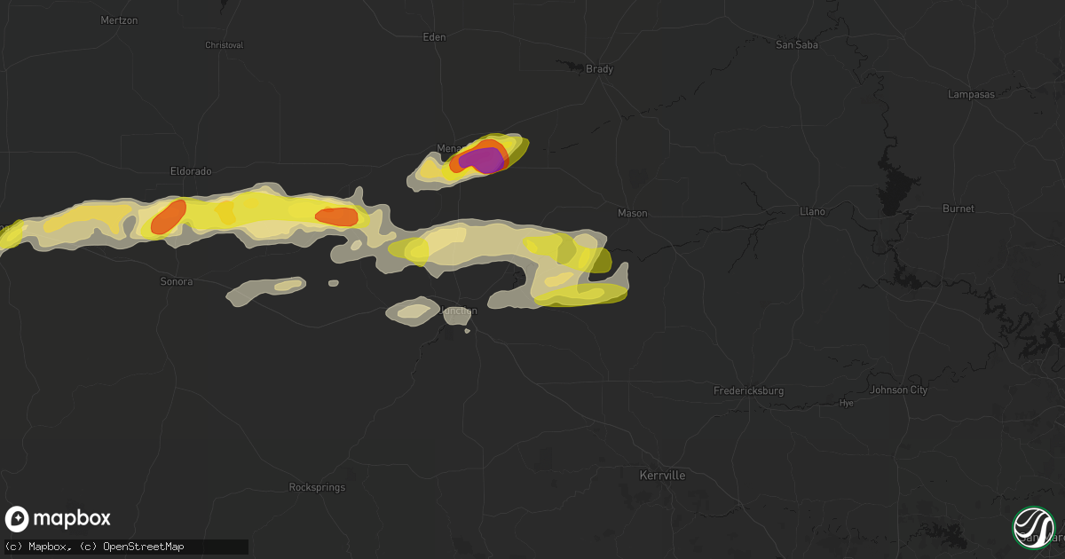 Hail map in London, TX on May 20, 2026