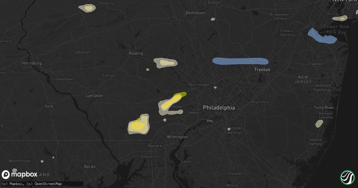 Hail map in Malvern, PA on May 20, 2026