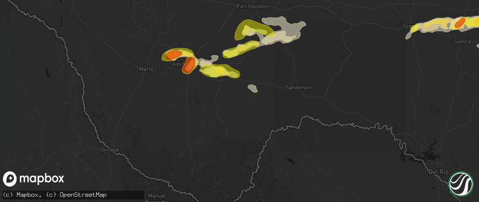 Hail map in Marathon, TX on May 20, 2026