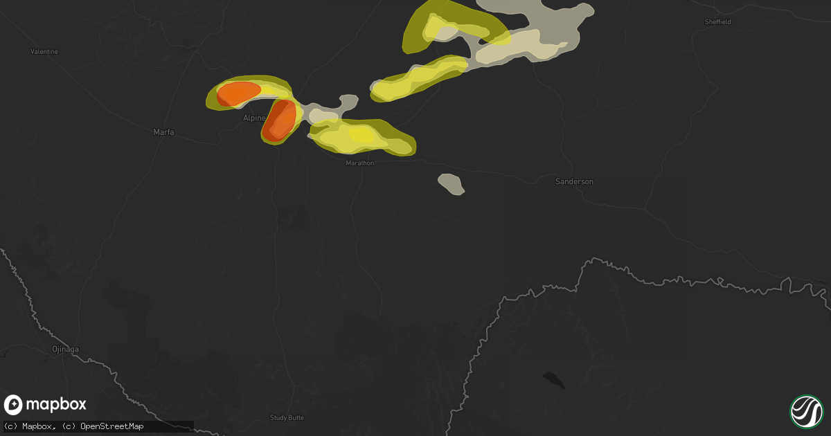 Hail map in Marathon, TX on May 20, 2026