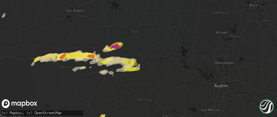 Hail map in Mason, TX on May 20, 2026