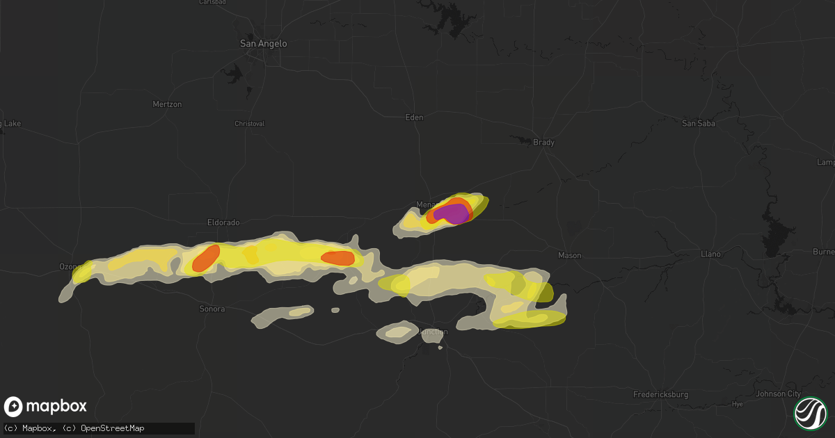 Hail map in Menard, TX on May 20, 2026