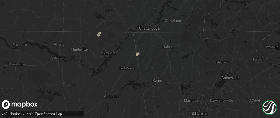 Hail map in Menlo, GA on May 20, 2026