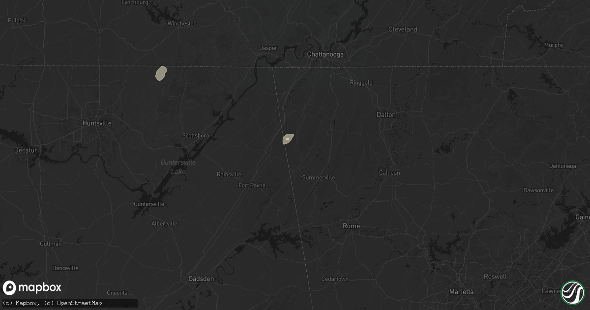 Hail map in Menlo, GA on May 20, 2026