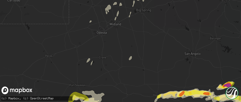 Hail map in Midkiff, TX on May 20, 2026
