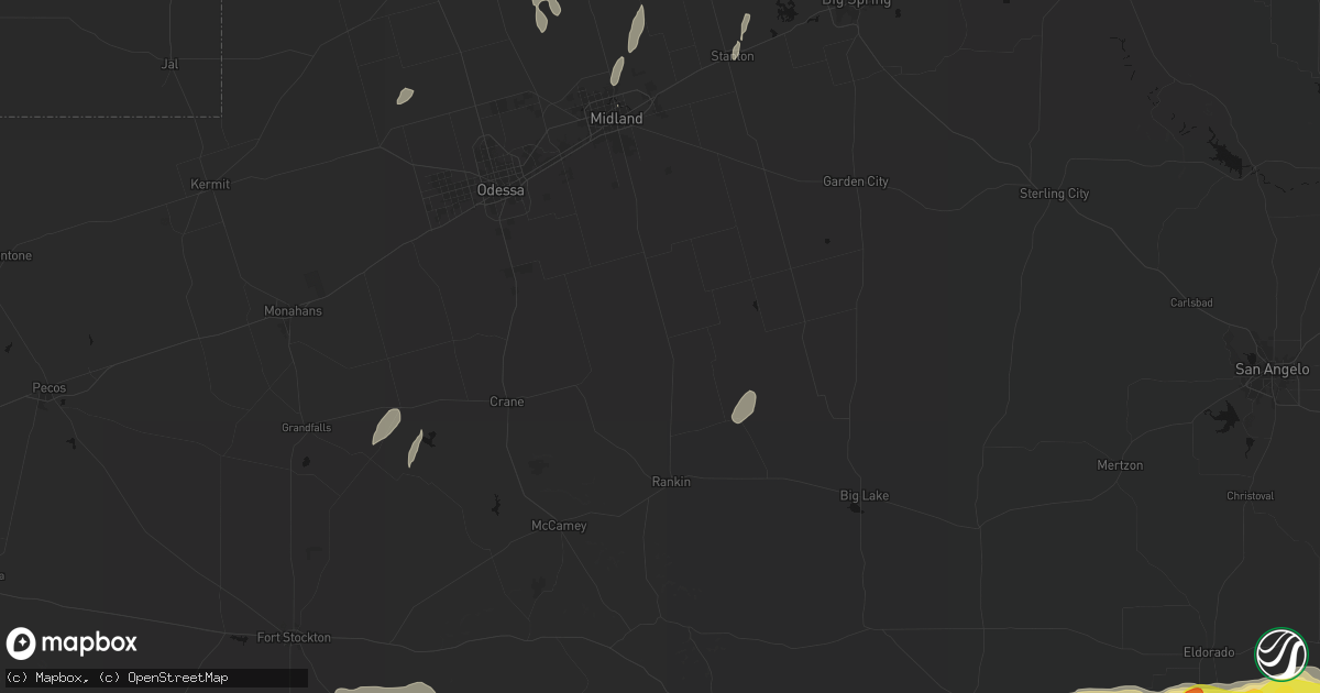 Hail map in Midkiff, TX on May 20, 2026