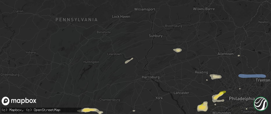 Hail map in Millerstown, PA on May 20, 2026