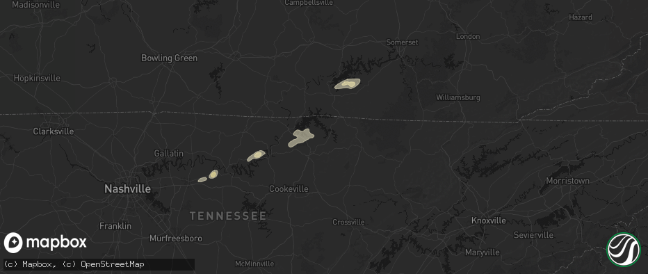 Hail map in Monroe, TN on May 20, 2026