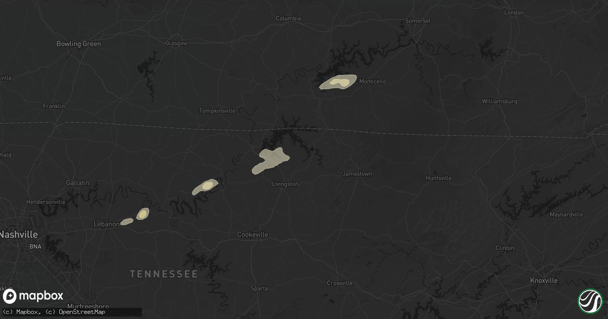 Hail map in Monroe, TN on May 20, 2026