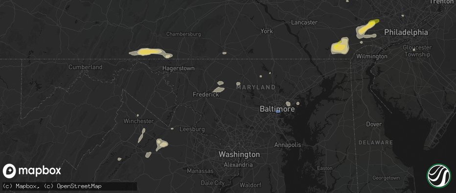 Hail map in Mount Airy, MD on May 20, 2026