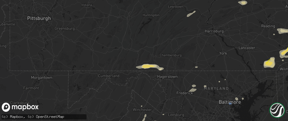 Hail map in Needmore, PA on May 20, 2026