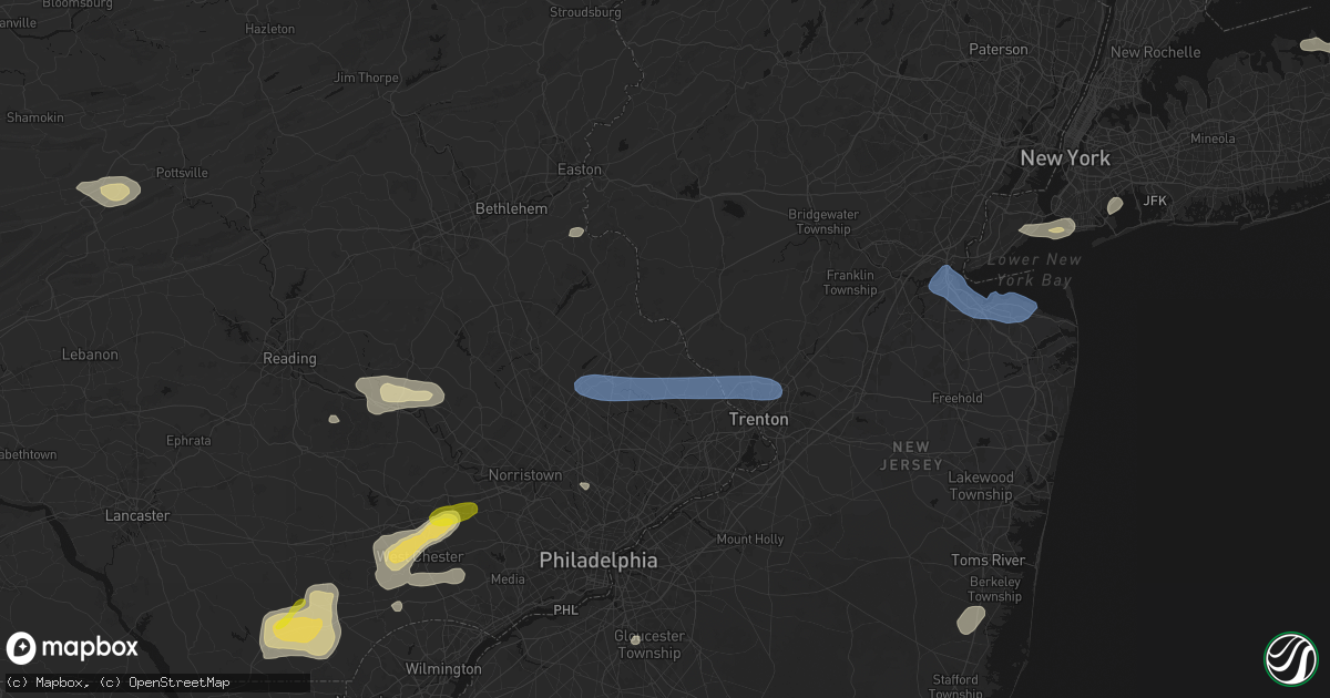 Hail map in New Hope, PA on May 20, 2026