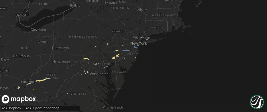 Hail map in New Jersey on May 20, 2026
