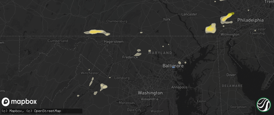 Hail map in New Market, MD on May 20, 2026