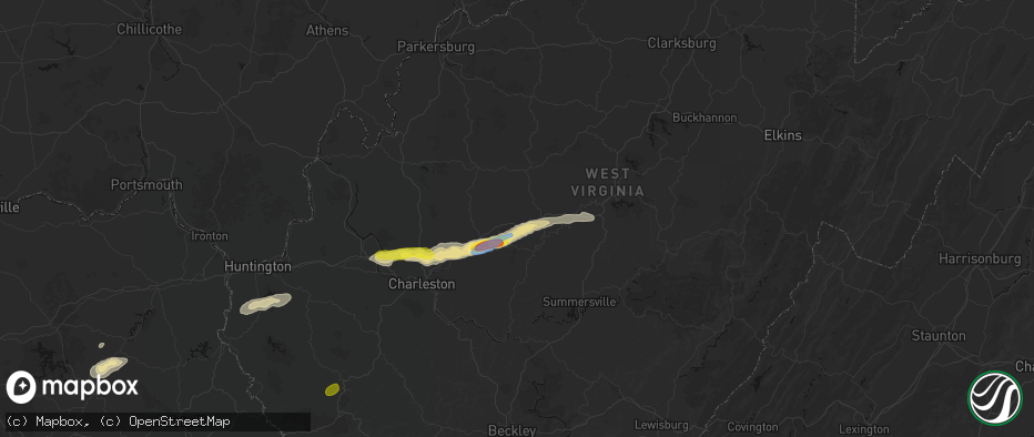 Hail map in Newton, WV on May 20, 2026