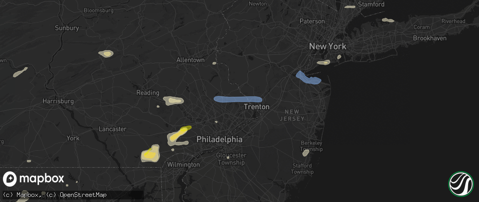 Hail map in Newtown, PA on May 20, 2026