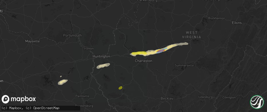 Hail map in Nitro, WV on May 20, 2026