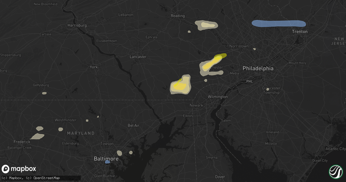 Hail map in Oxford, PA on May 20, 2026
