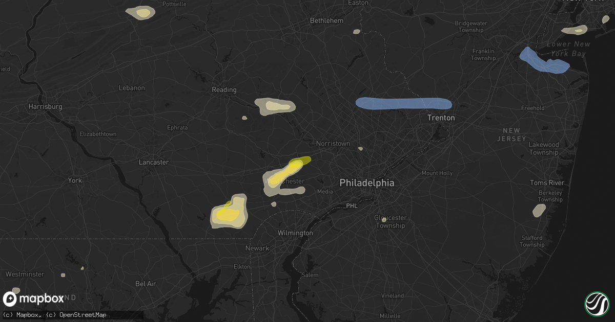 Hail map in Paoli, PA on May 20, 2026
