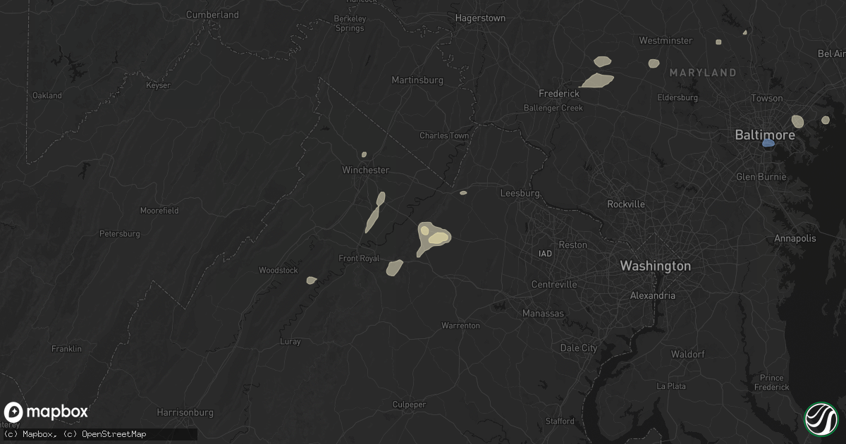 Hail map in Paris, VA on May 20, 2026